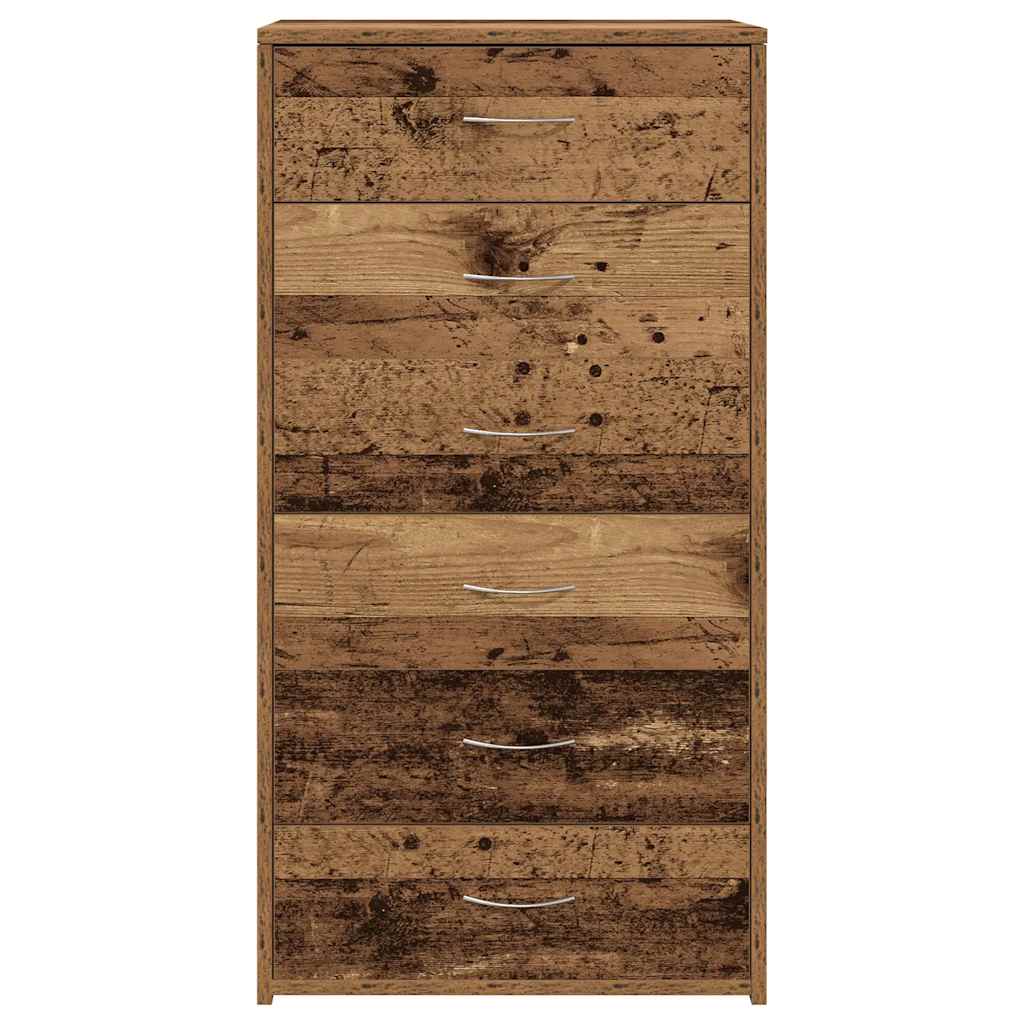 Komoda sa 6 ladica staro drvo 50x34x96 cm konstruirano drvo