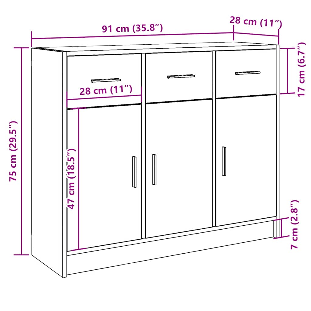 Komoda Staro drvo 91x28x75 cm Konstruirano drvo