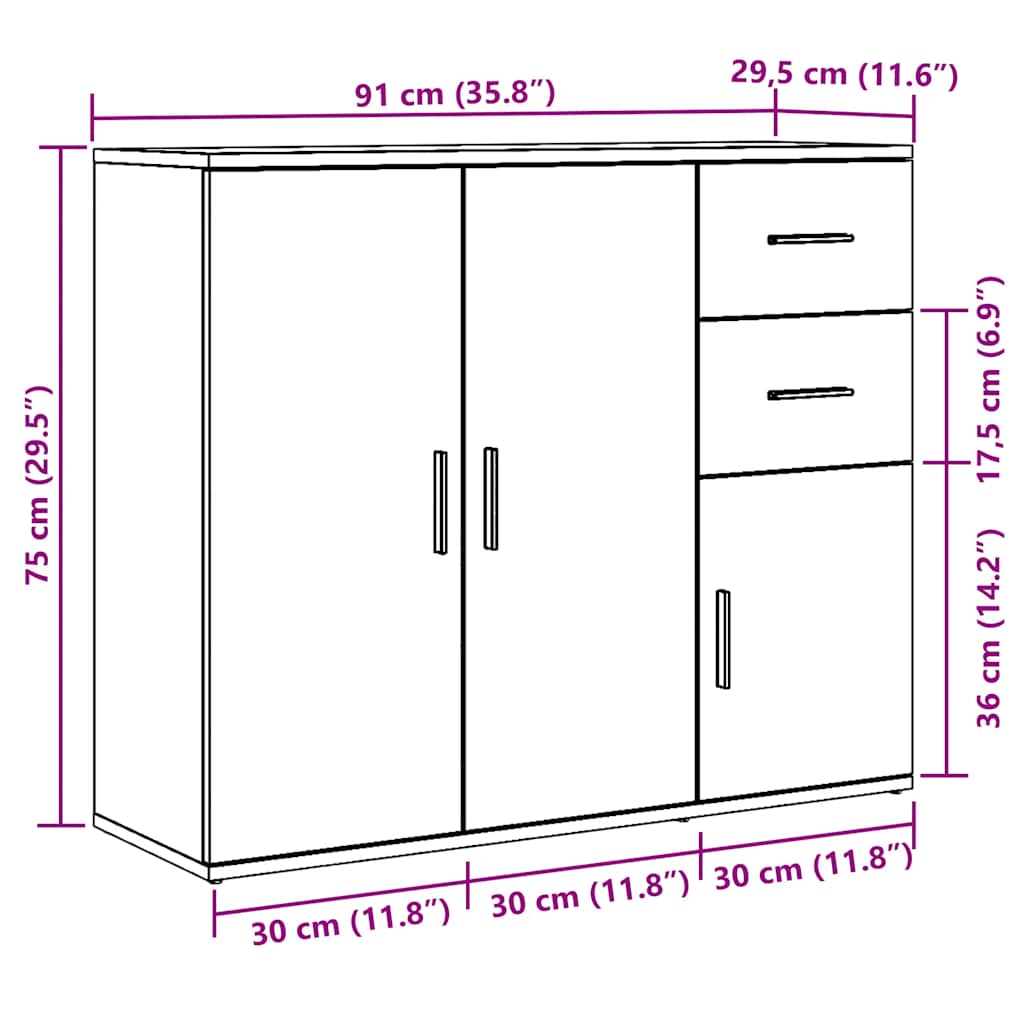 Komoda boja staro drvo 91 x 29,5 x 75 cm od konstruiranog drva