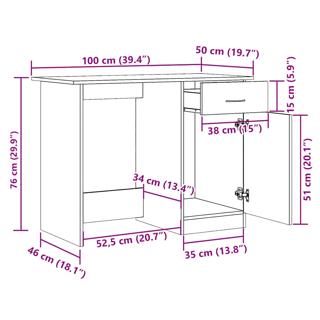 Radni stol boja staro drvo 100 x 50 x 76 cm od iverice
