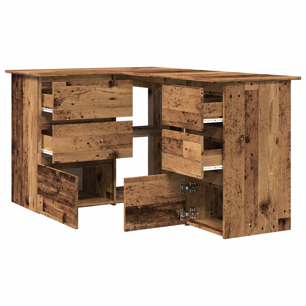Kutni radni stol staro drvo 145x100x76 cm konstruirano drvo