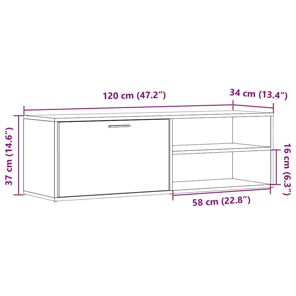 TV ormarić staro drvo 120x34x37 cm konstruirano drvo