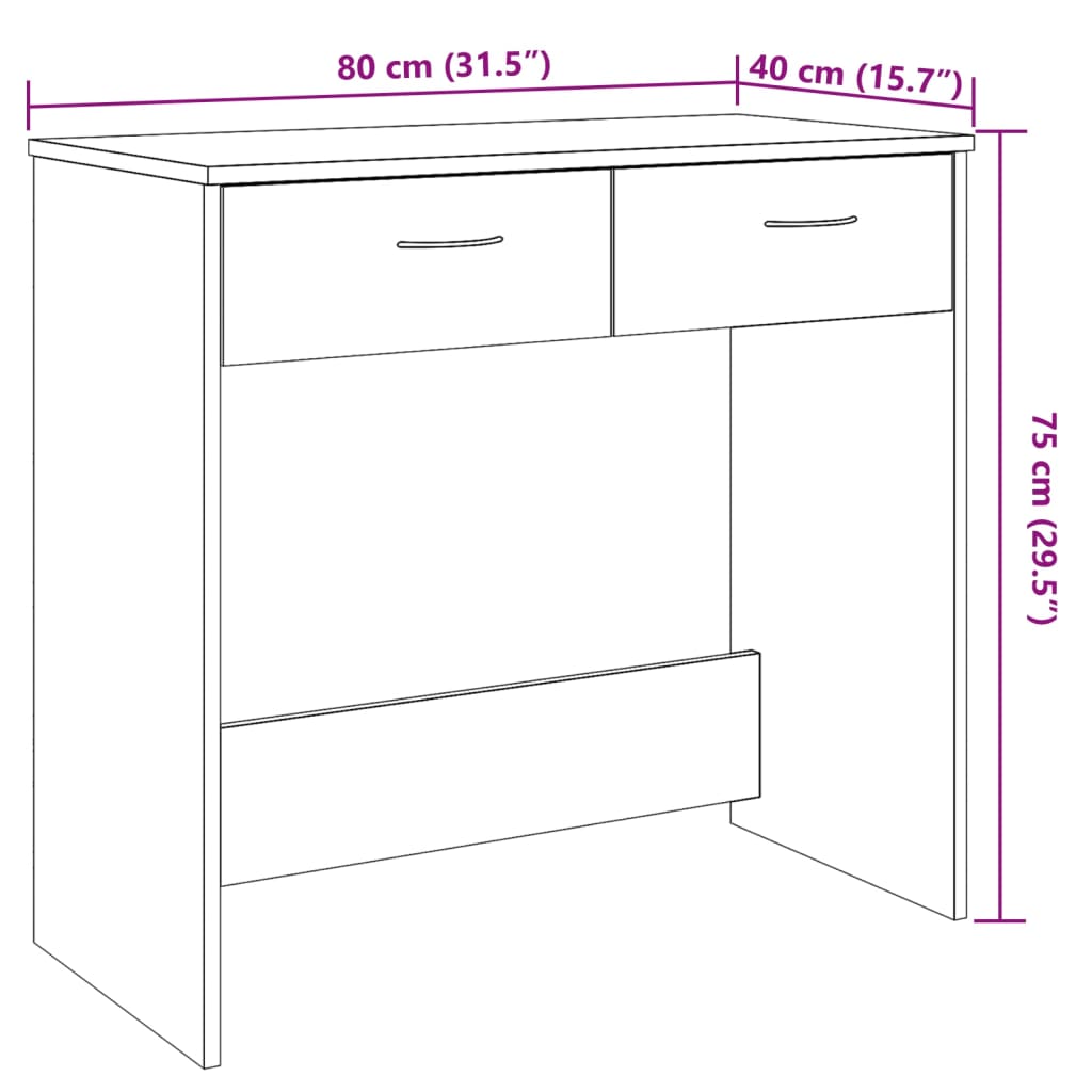 Radni stol boja starog drva 80 x 40 x 75 cm konstruirano drvo