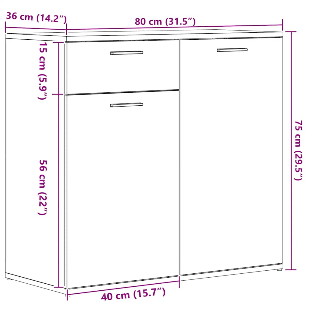 Komoda Artisan hrast 80x36x75 cm izrađeno drvo