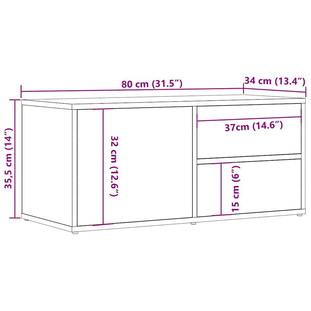 TV ormarić staro drvo 80x34x35,5 cm konstruirano drvo