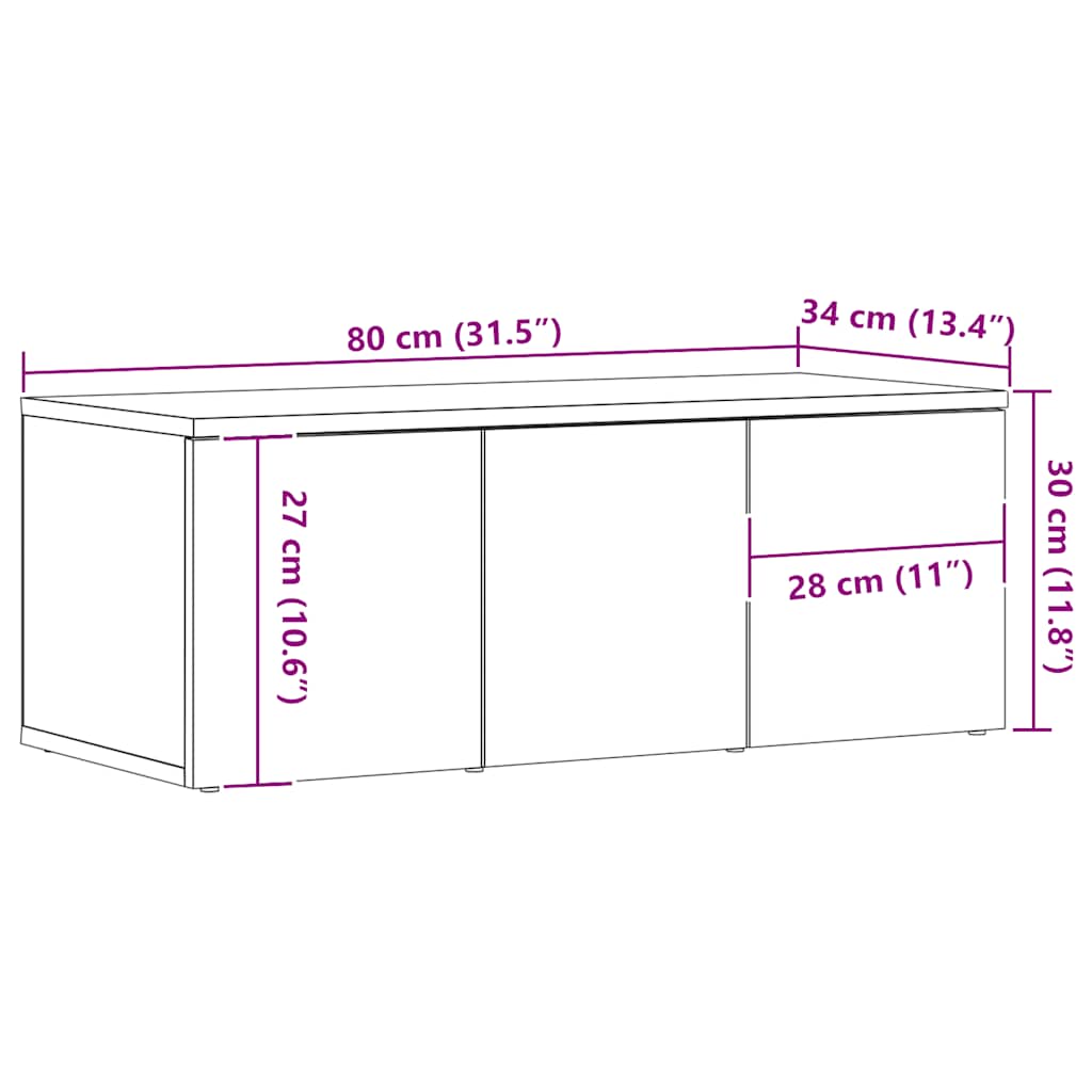 TV ormarić Artisan hrast 80x34x30 cm izrađeno drvo