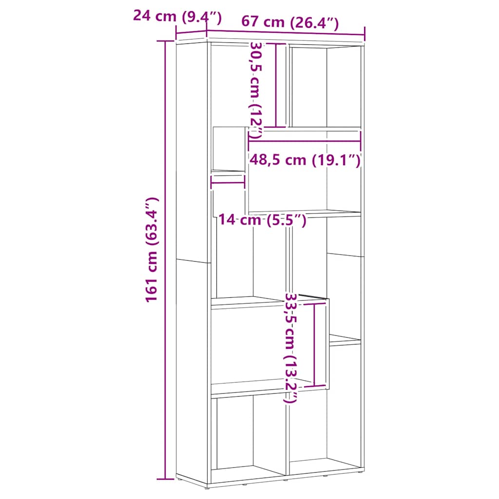 Polica za knjige Artisan hrast 67x24x161 cm Konstruirano drvo