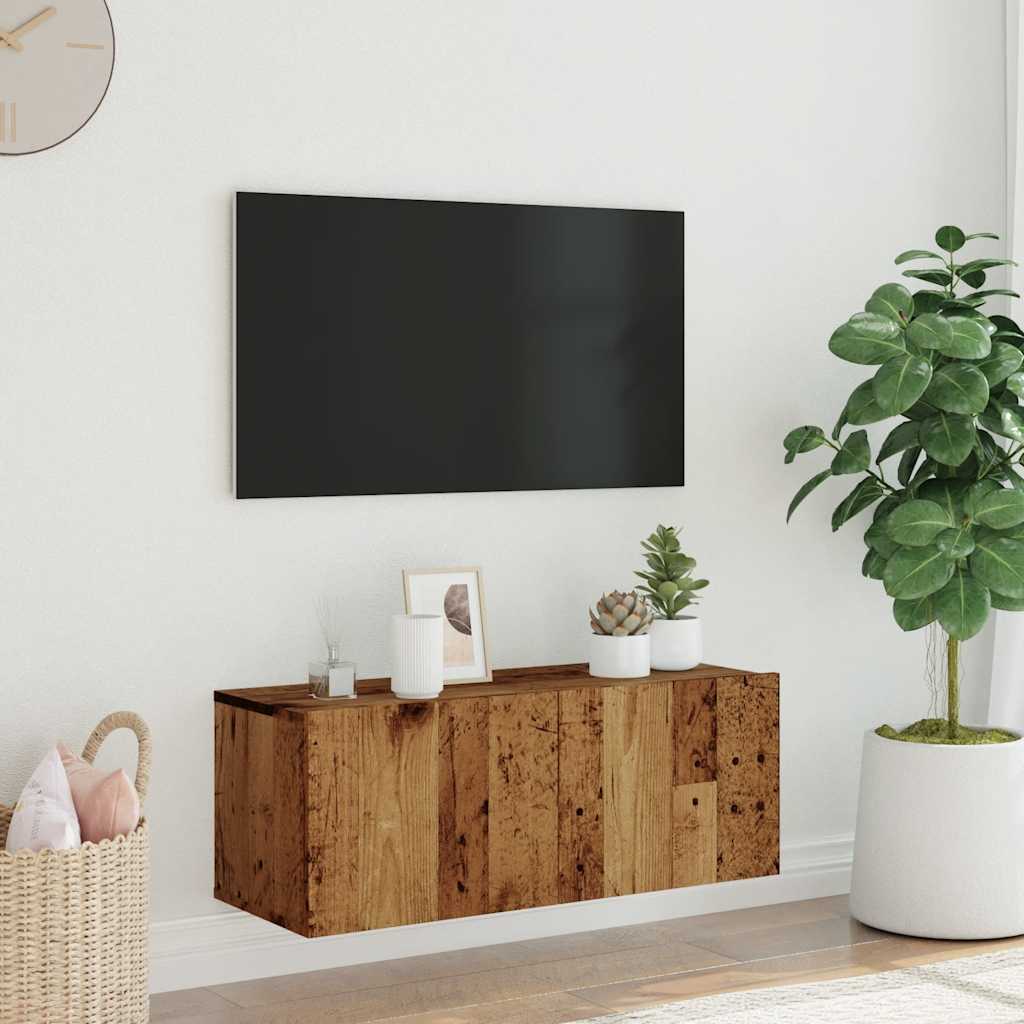 Zidni TV ormarić staro drvo 80x30x30 cm konstruirano drvo