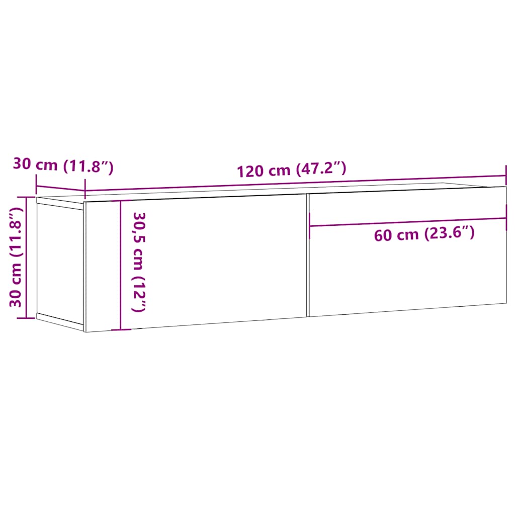 Zidni TV ormarić Artisan hrast 120x30x30 cm izrađeno drvo