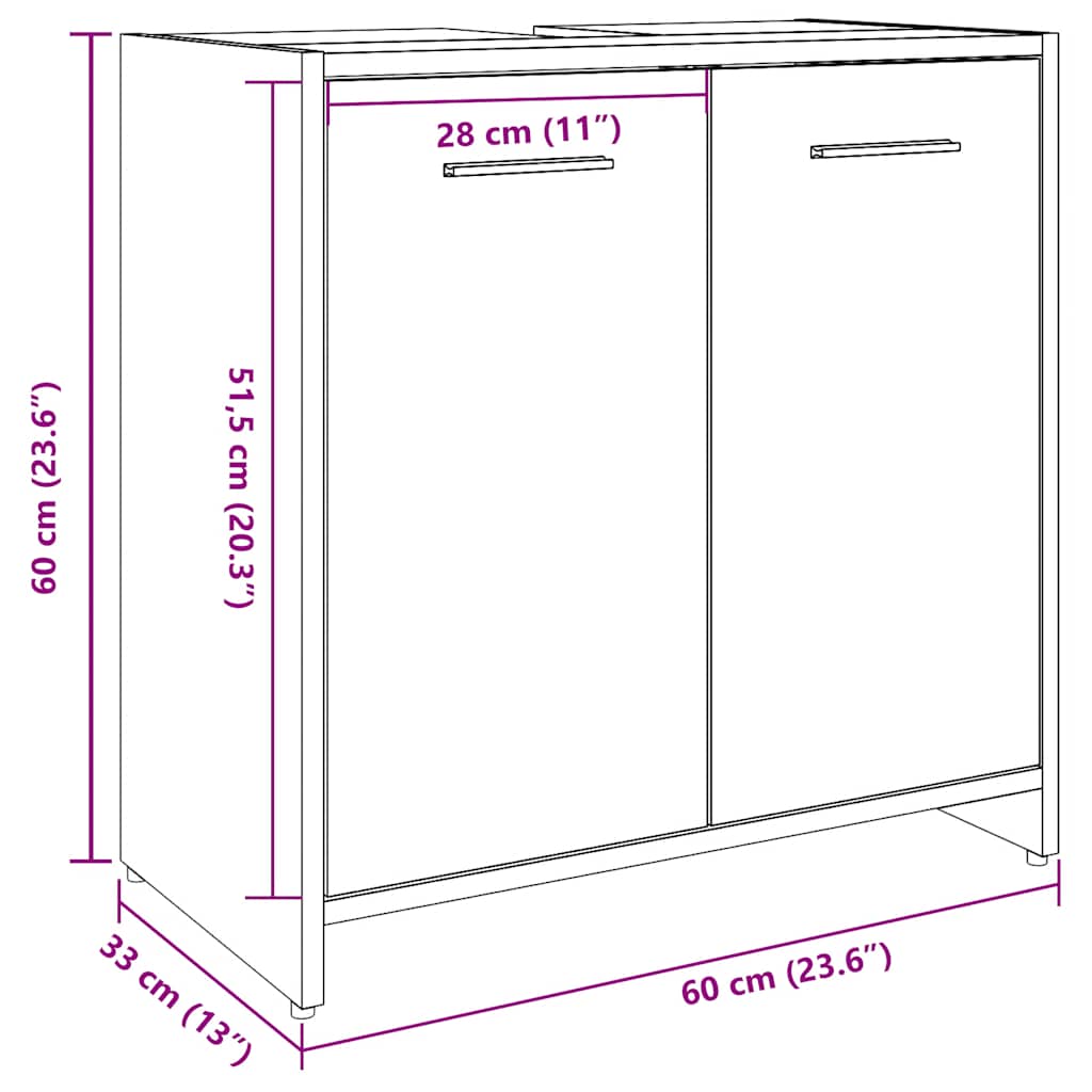 Kupaonski ormarić za umivaonik beton sivi 60x33x60 cm