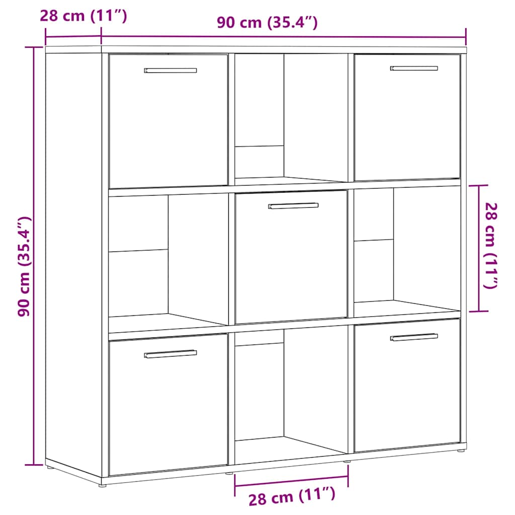 Polica za knjige Staro drvo 90x28x90 cm Konstruirano drvo