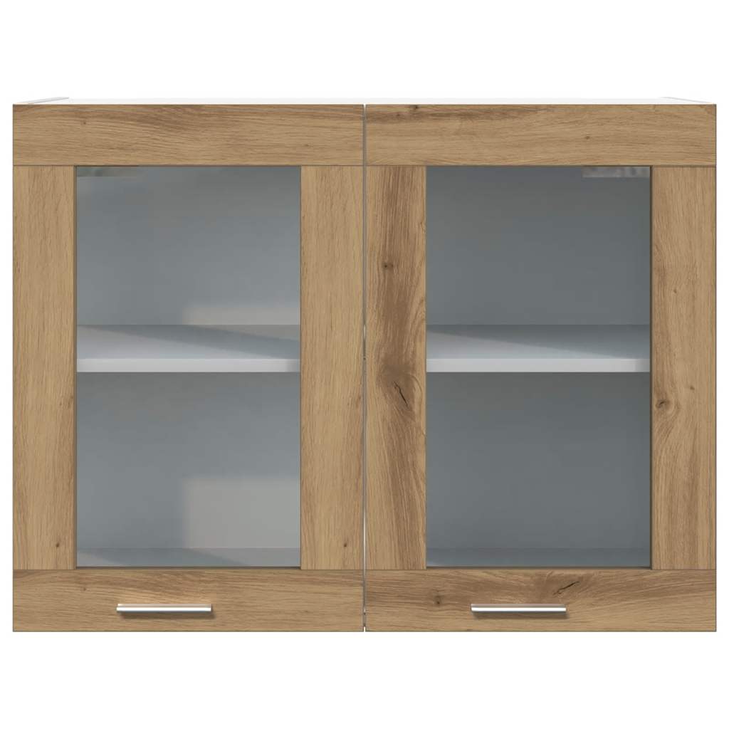 Viseći stakleni ormarić "Lyon" Artisan hrast 80x31x60 cm Inženirsko drvo