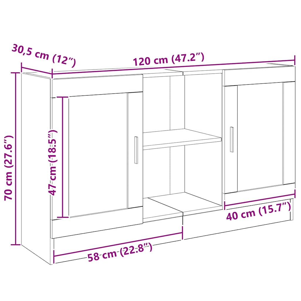 Komoda boja hrasta artisan 120x30,5x70 cm od konstruiranog drva