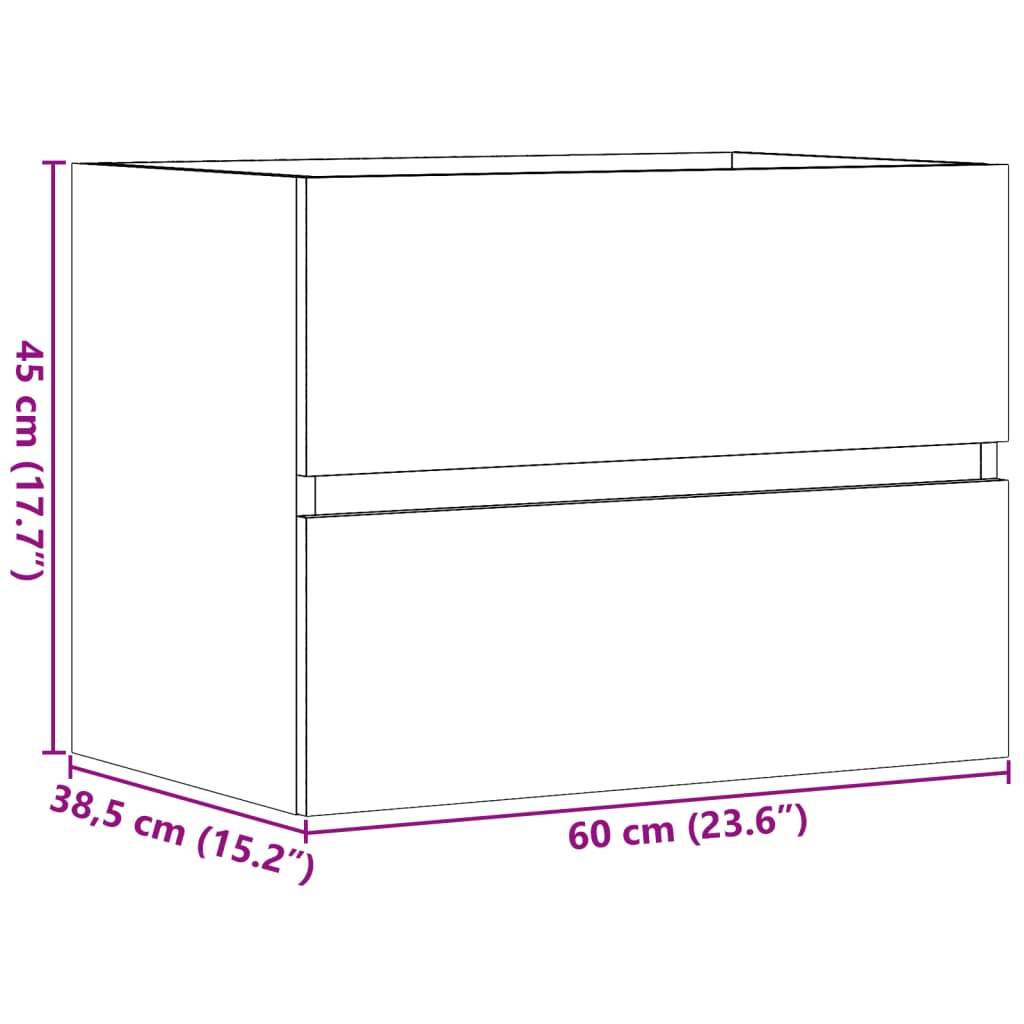 Kupaonski ormarić boja drva 60x38,5x45 cm konstruirano drvo