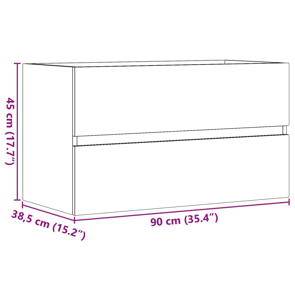 Ormarić za umivaonik boja drva 90x38,5x45 cm konstruirano drvo