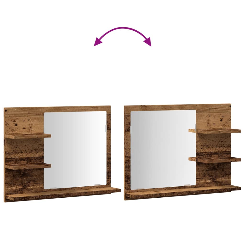 Kupaonski ormarić s ogledalom Old Wood 60x10,5x45 cm