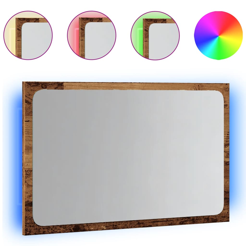 Kupaonsko ogledalo s LED svjetlom boja drva 60x8,5x38 cm