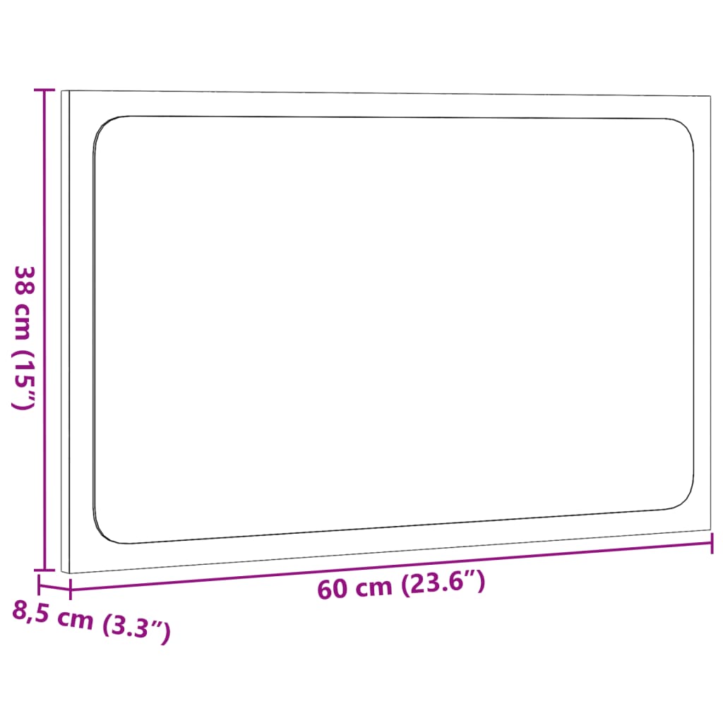 Kupaonsko ogledalo s LED svjetlom boja drva 60x8,5x38 cm