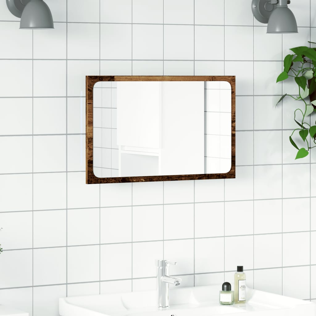 Kupaonsko ogledalo s LED svjetlom boja drva 60x8,5x38 cm