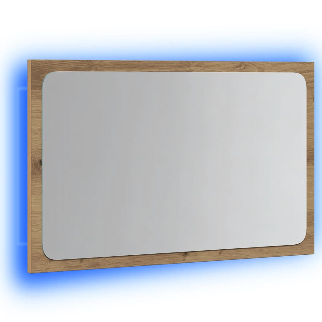 Kupaonsko ogledalo s LED svjetlom boja hrasta 60x8,5x38 cm