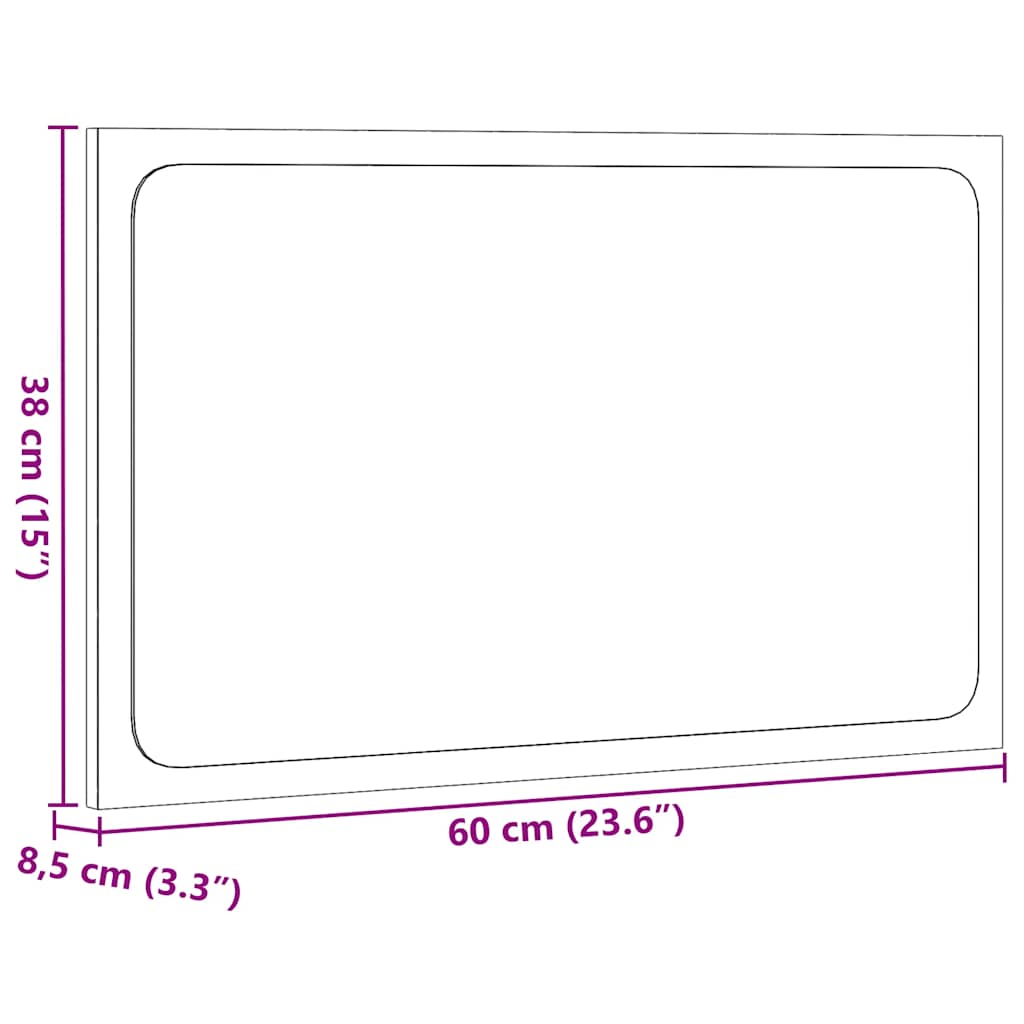 Kupaonsko ogledalo s LED svjetlom boja hrasta 60x8,5x38 cm