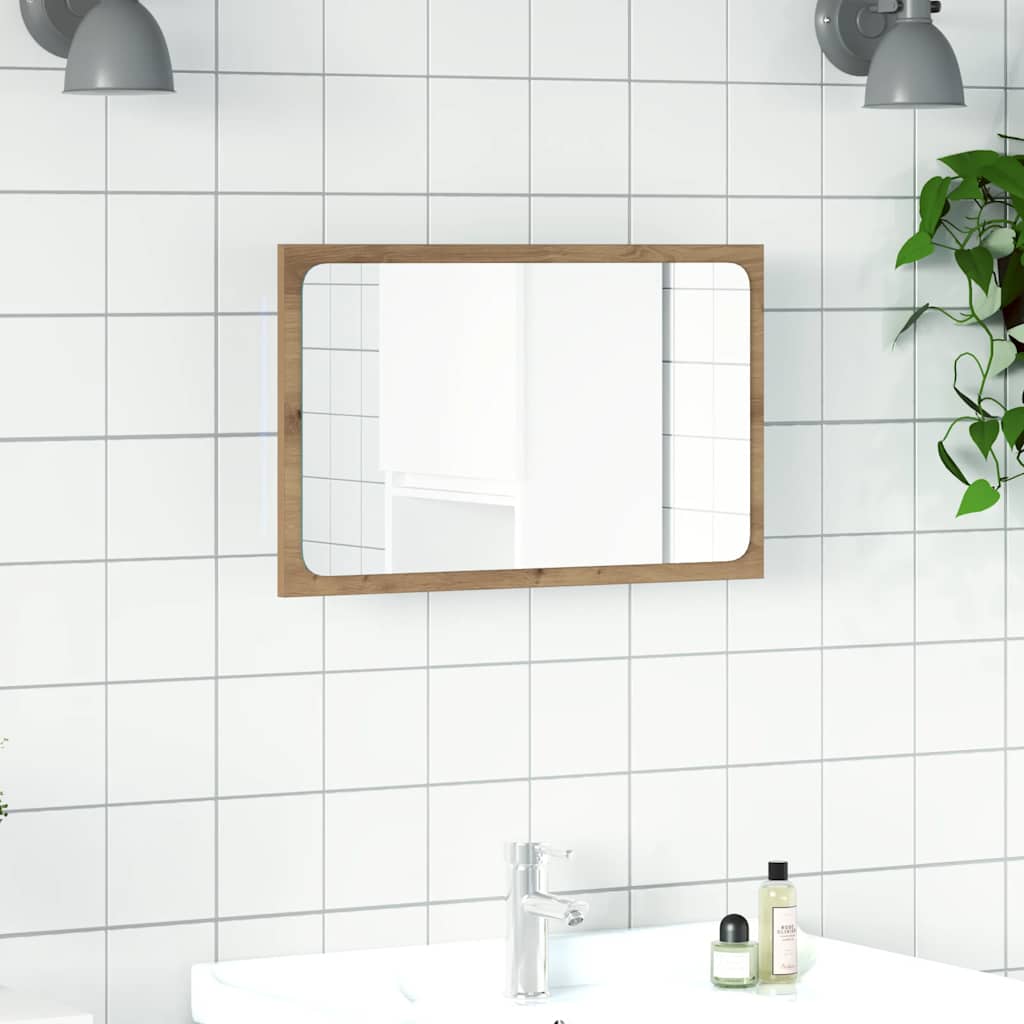 Kupaonsko ogledalo s LED svjetlom boja hrasta 60x8,5x38 cm