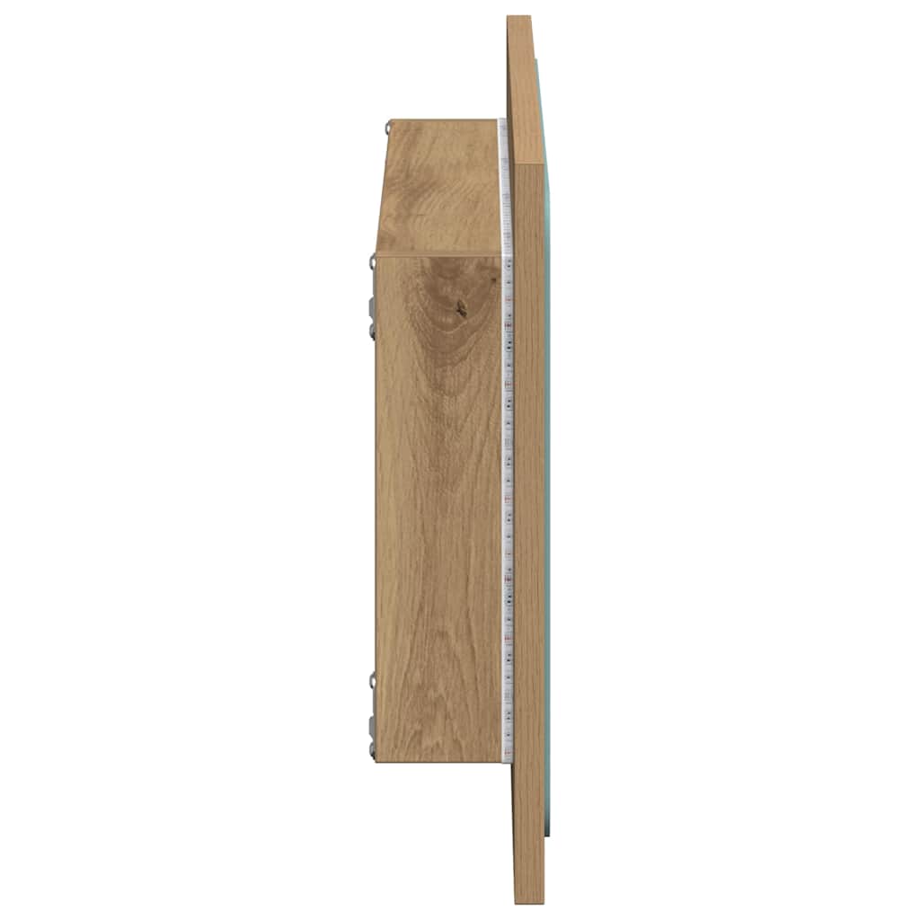 Kupaonsko ogledalo s LED svjetlom boja hrasta 60x8,5x38 cm