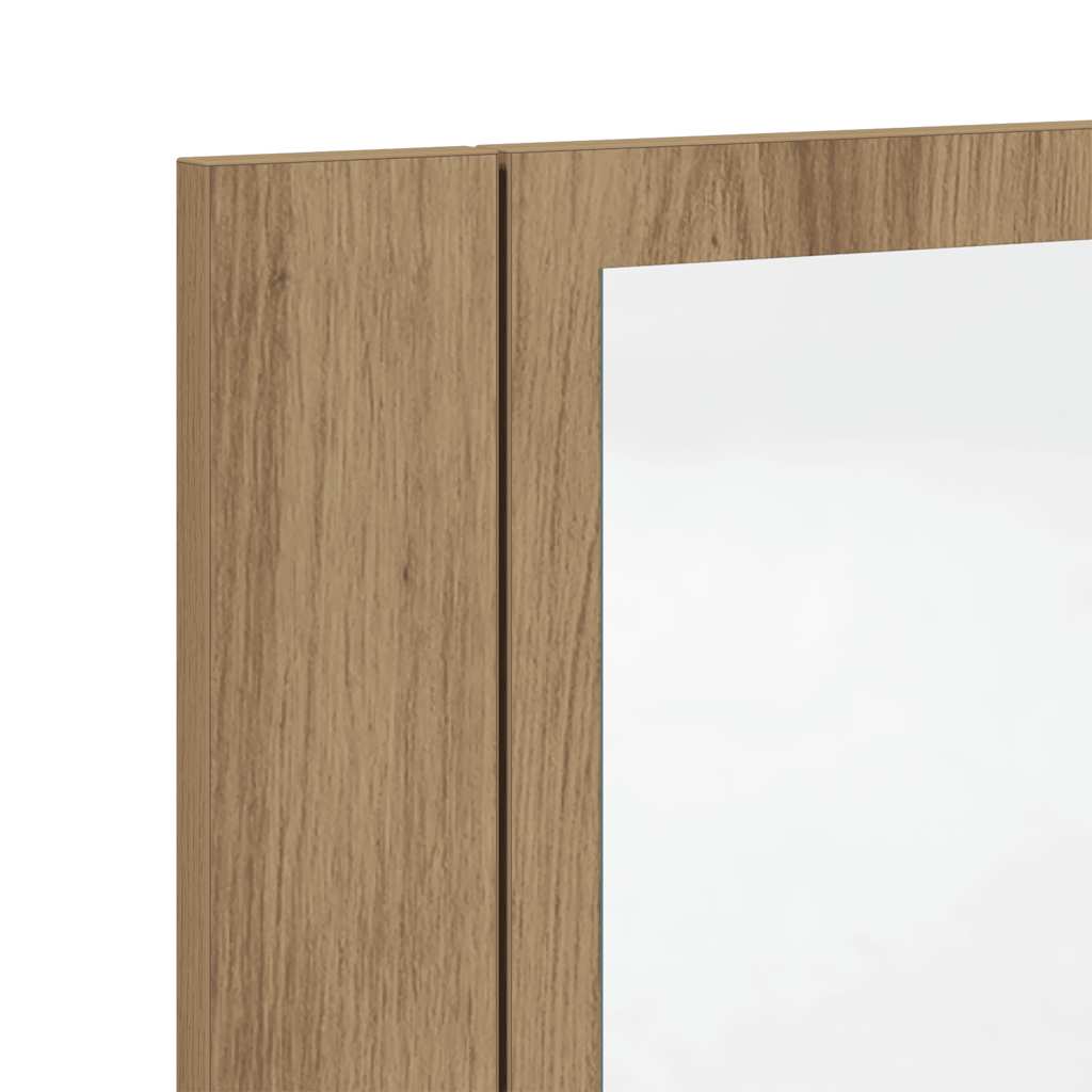 LED kupaonski ormarić s ogledalom boja hrasta 40x12x45cm drveni