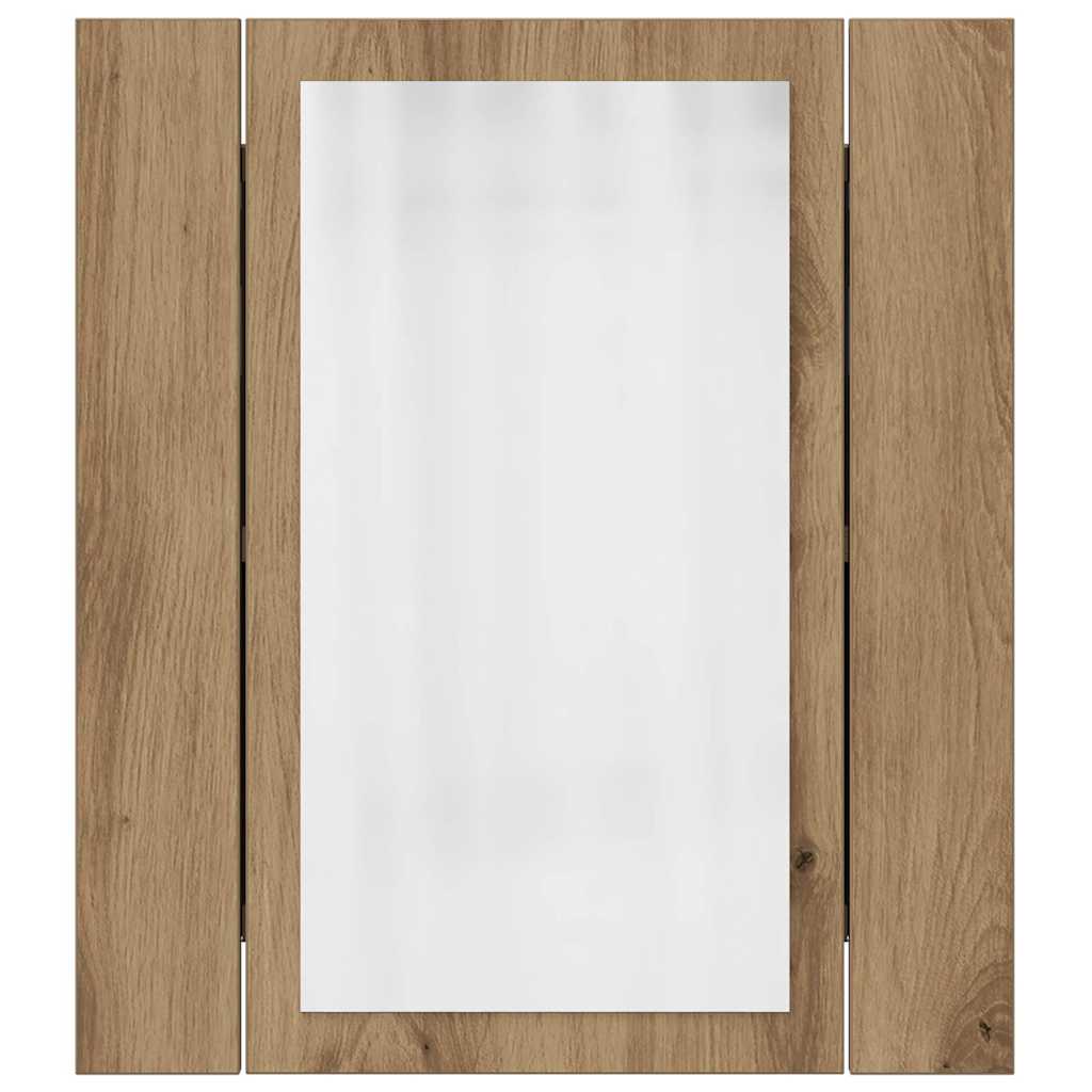 LED kupaonski ormarić s ogledalom boja hrasta 40x12x45cm drveni