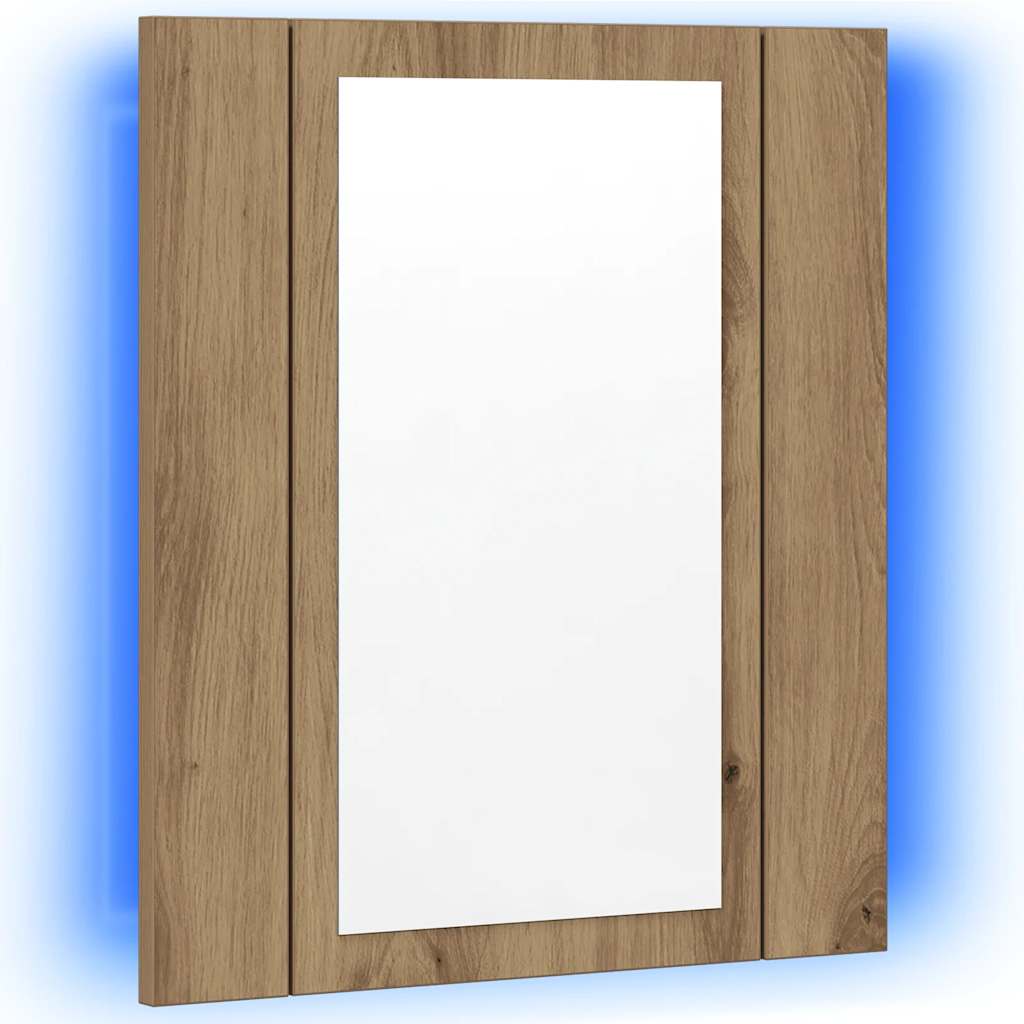 LED kupaonski ormarić s ogledalom boja hrasta 40x12x45cm drveni