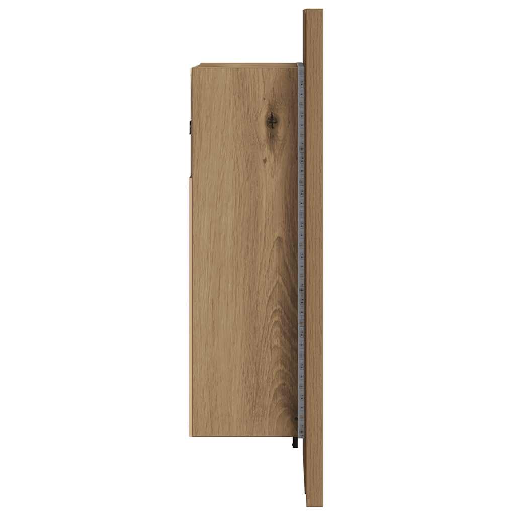 LED kupaonski ormarić s ogledalom boja hrasta 40x12x45cm drveni