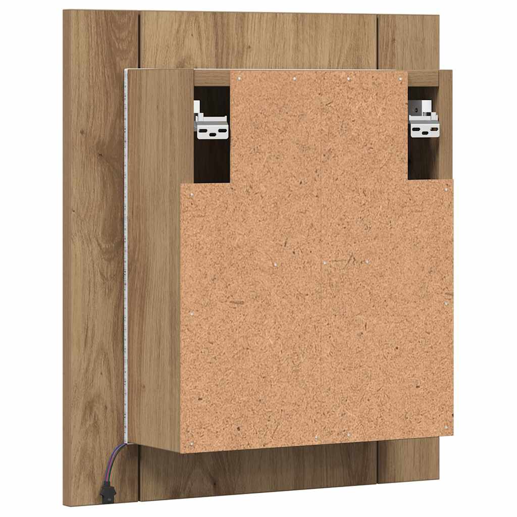 LED kupaonski ormarić s ogledalom boja hrasta 40x12x45cm drveni