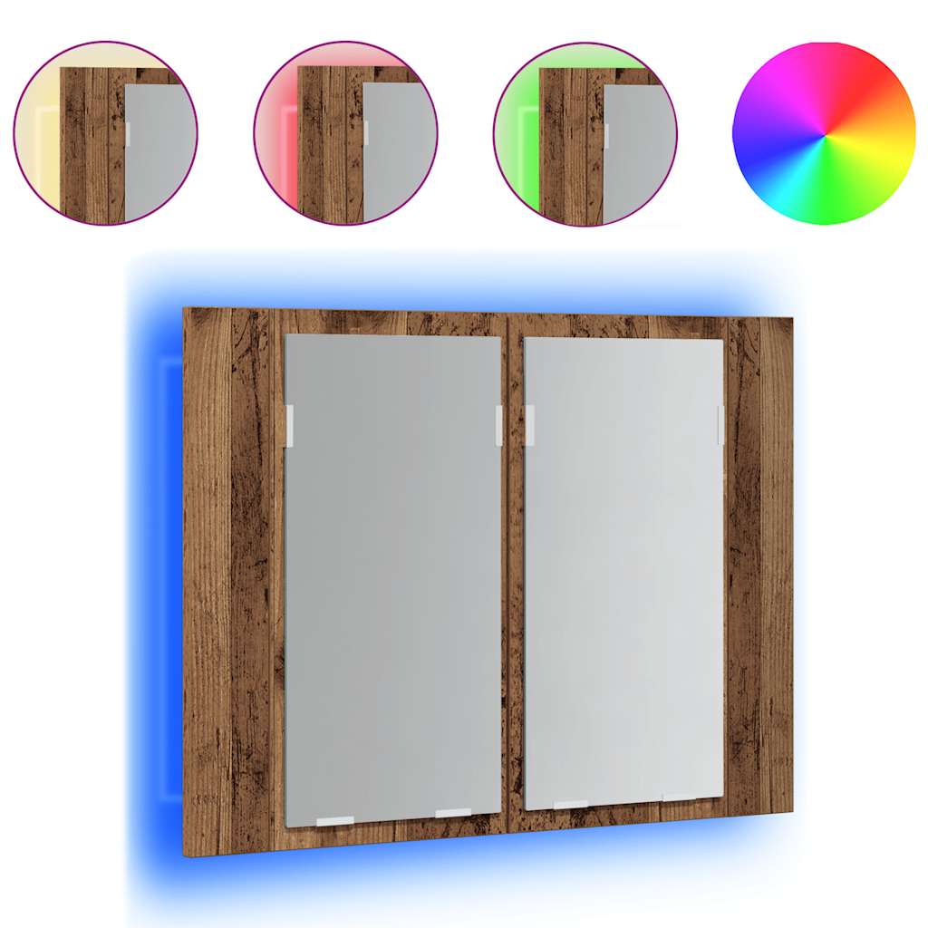 LED ormarić s ogledalom staro drvo 60x12x45cm konstruirano drvo