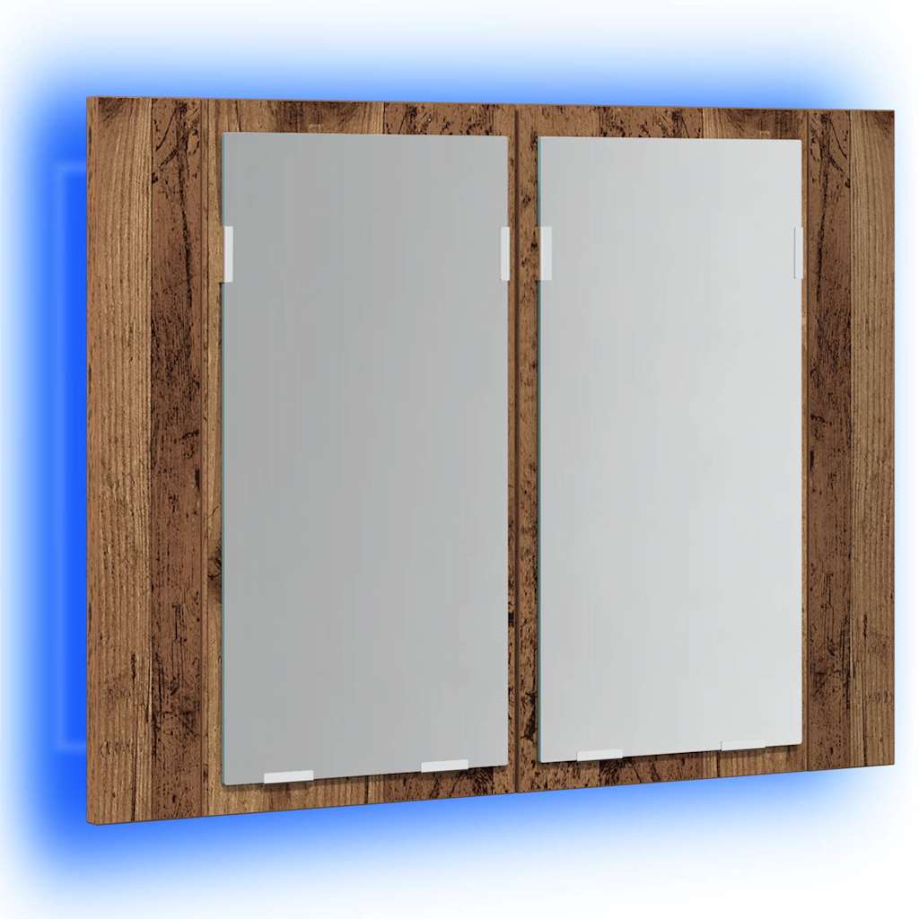 LED ormarić s ogledalom staro drvo 60x12x45cm konstruirano drvo