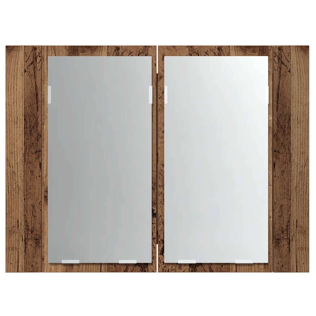 LED ormarić s ogledalom staro drvo 60x12x45cm konstruirano drvo