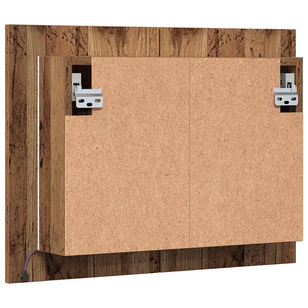 LED ormarić s ogledalom staro drvo 60x12x45cm konstruirano drvo