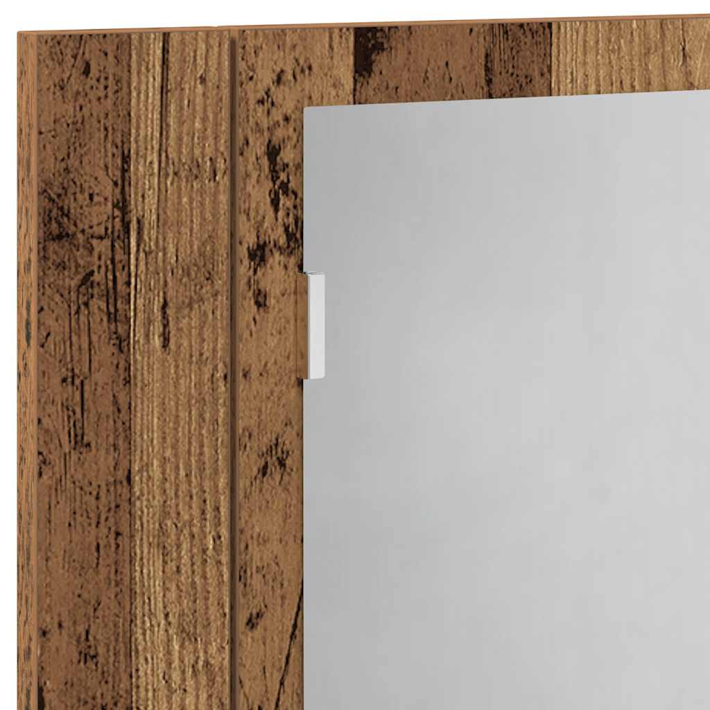 LED ormarić s ogledalom staro drvo 60x12x45cm konstruirano drvo