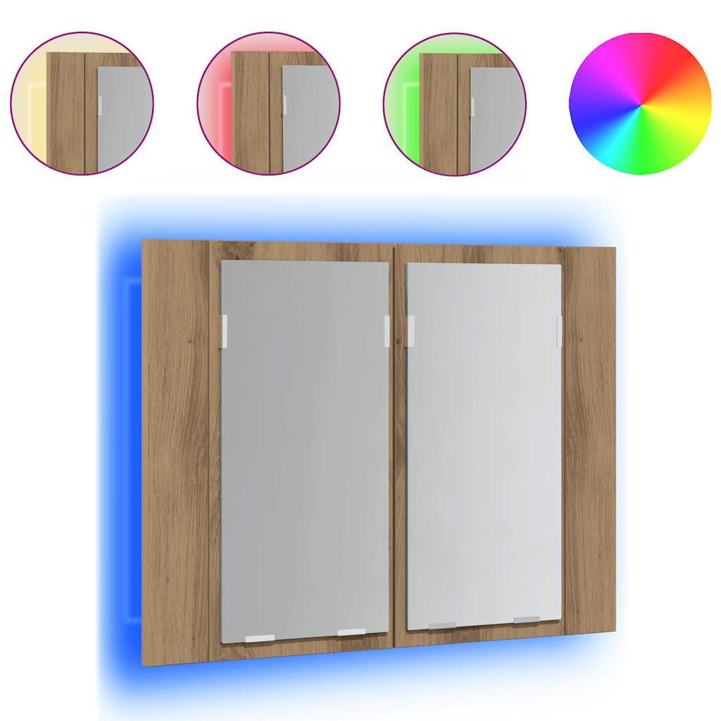 LED ormarić s ogledalom Artisan hrast 60x12x45 cm izrađeno drvo
