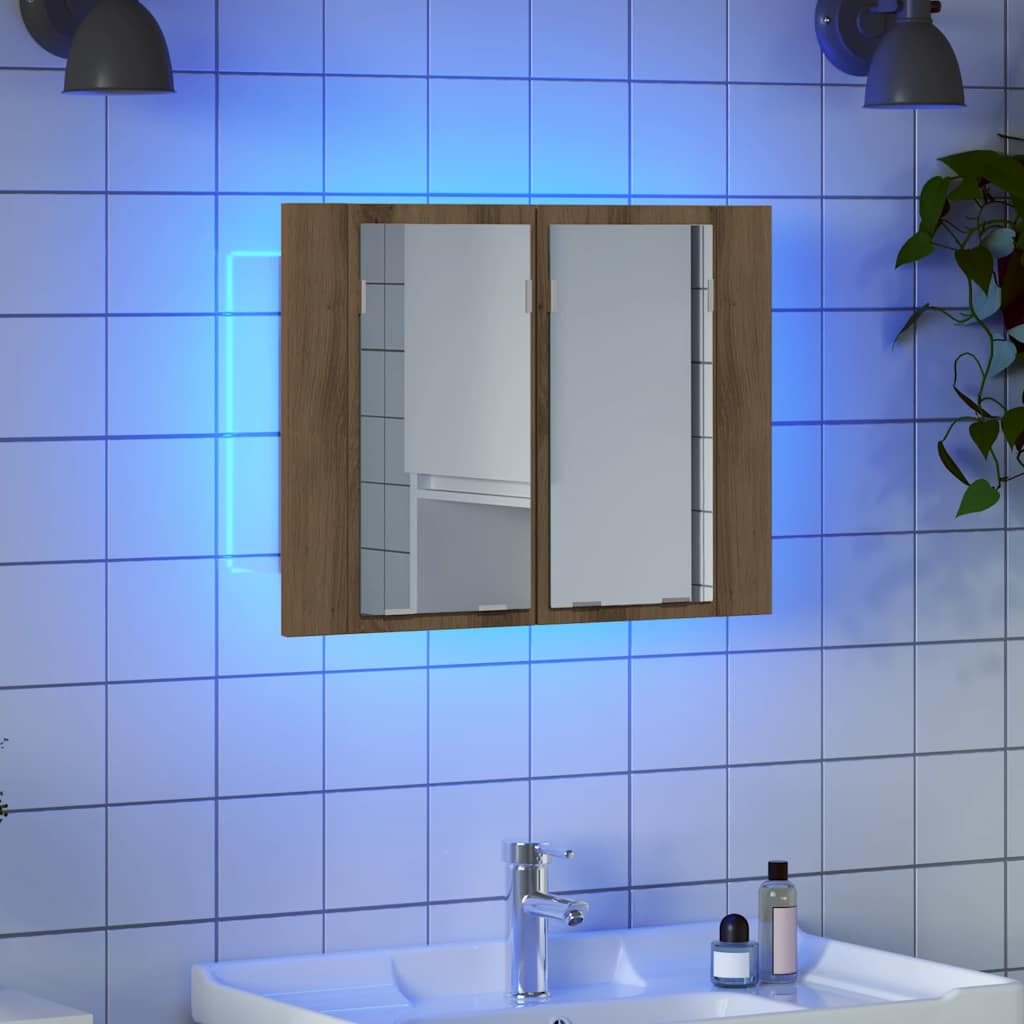 LED ormarić s ogledalom Artisan hrast 60x12x45 cm izrađeno drvo