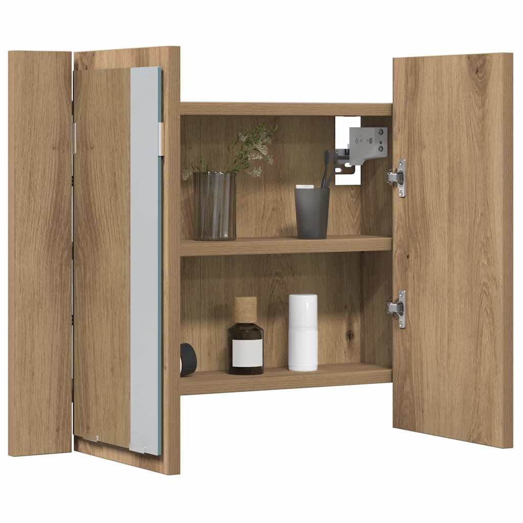 LED ormarić s ogledalom Artisan hrast 60x12x45 cm izrađeno drvo
