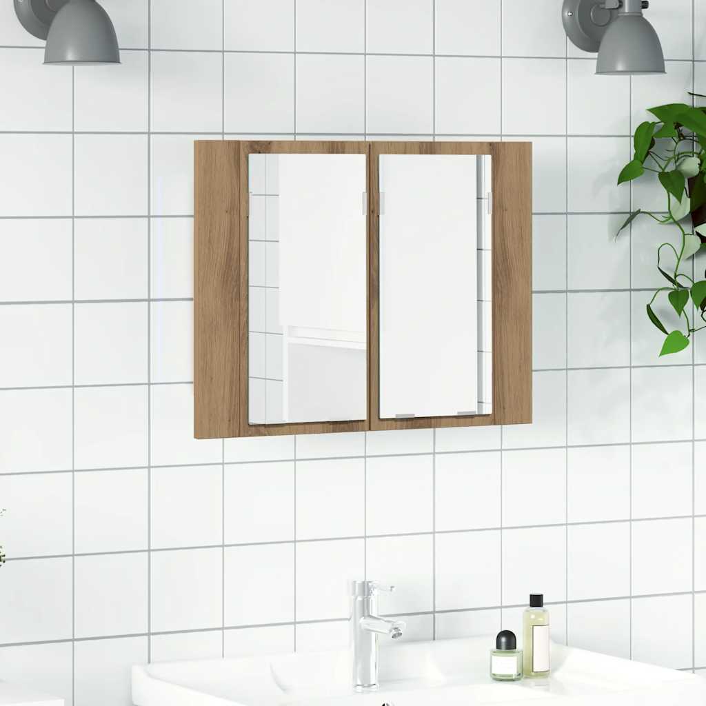 LED ormarić s ogledalom Artisan hrast 60x12x45 cm izrađeno drvo