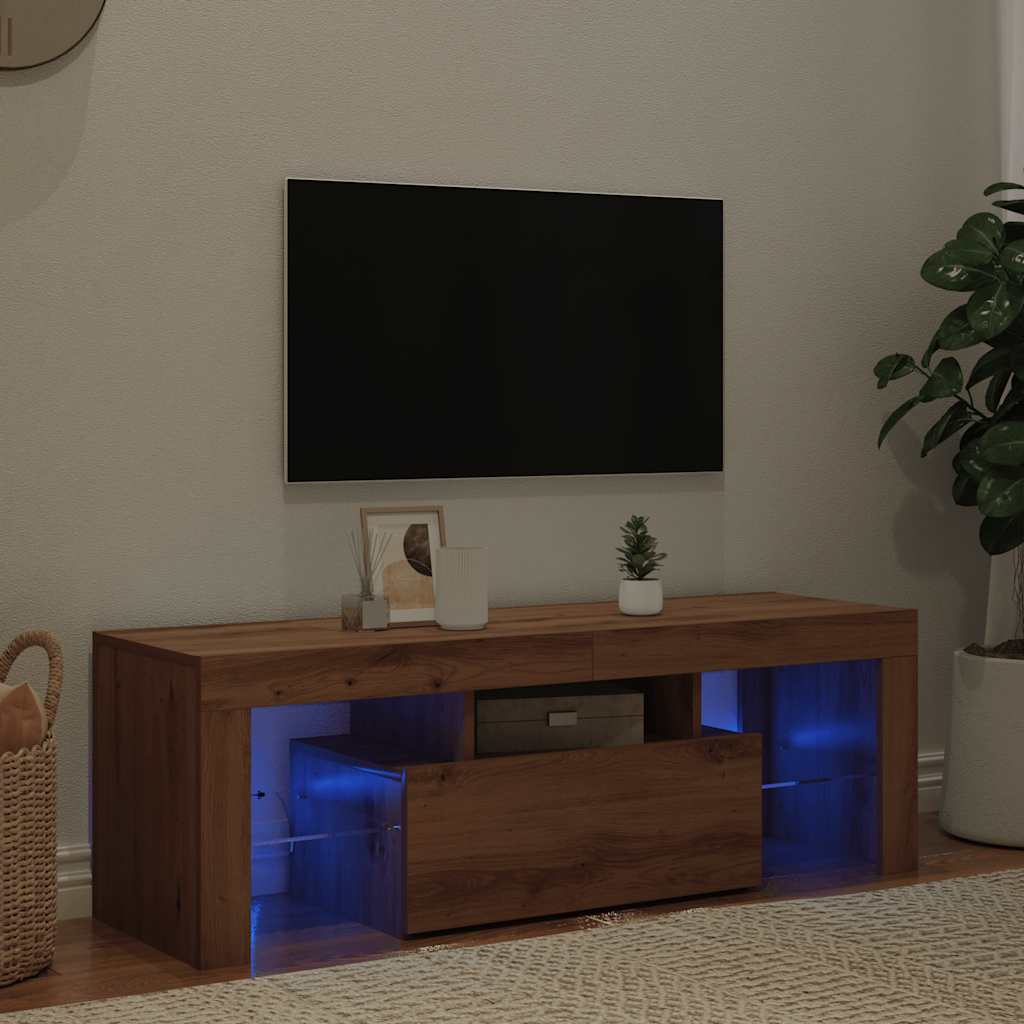 TV ormarić LED boja hrasta 120 x 36,5 x 40 cm konstruirano drvo