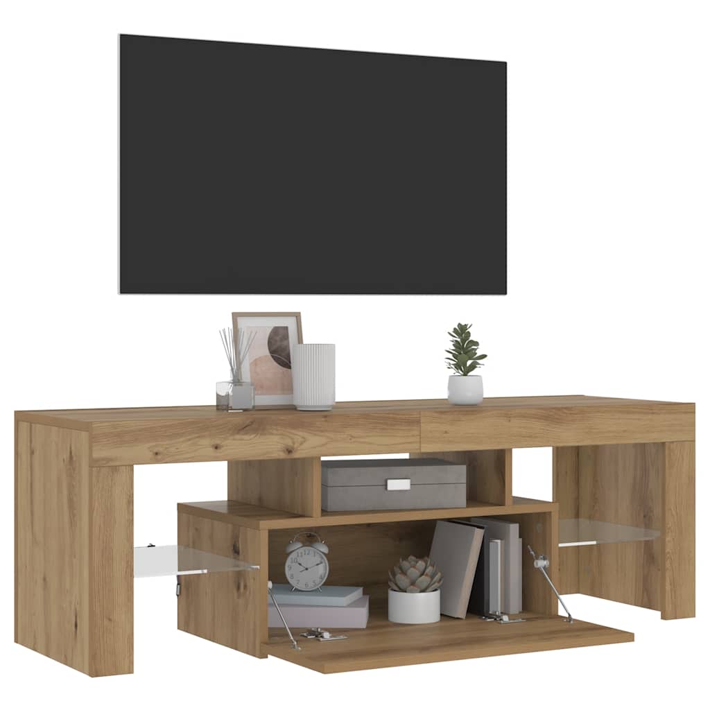 TV ormarić LED boja hrasta 120 x 36,5 x 40 cm konstruirano drvo