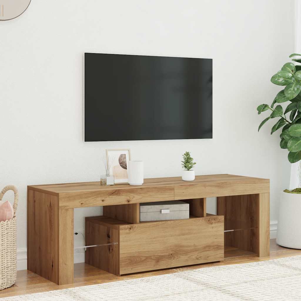 TV ormarić LED boja hrasta 120 x 36,5 x 40 cm konstruirano drvo