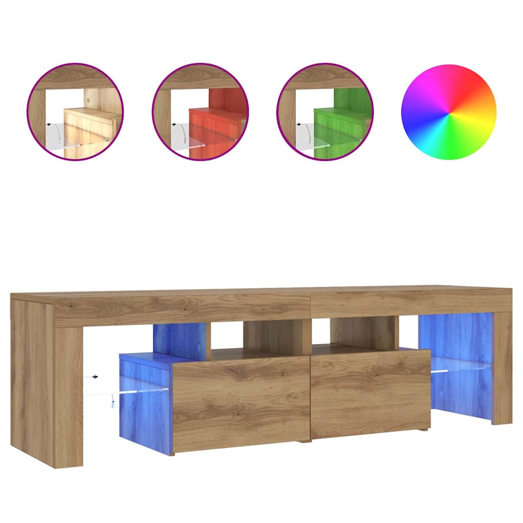 TV ormarić LED boja hrasta 140 x 36,5 x 40 cm konstruirano drvo