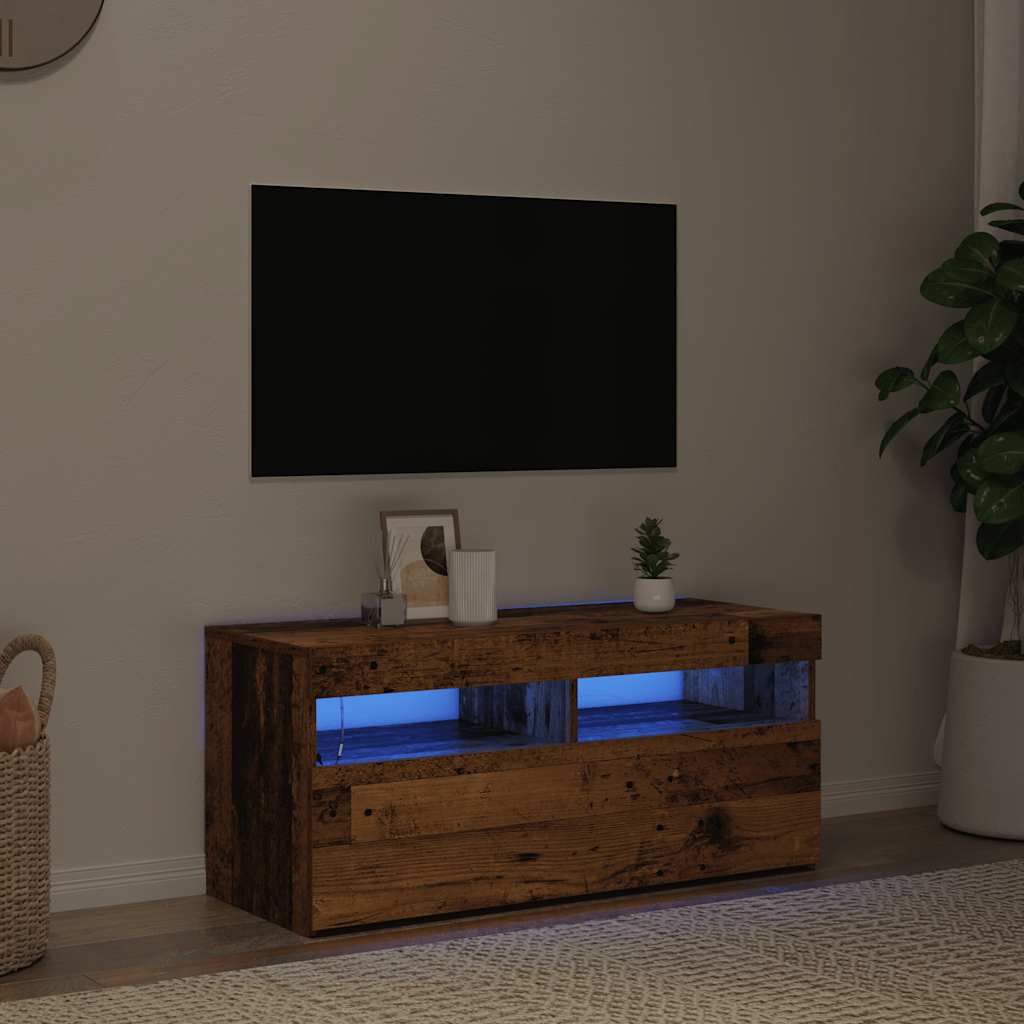 TV ormarić LED boja staro drvo 90x35x40 cm konstruirano drvo