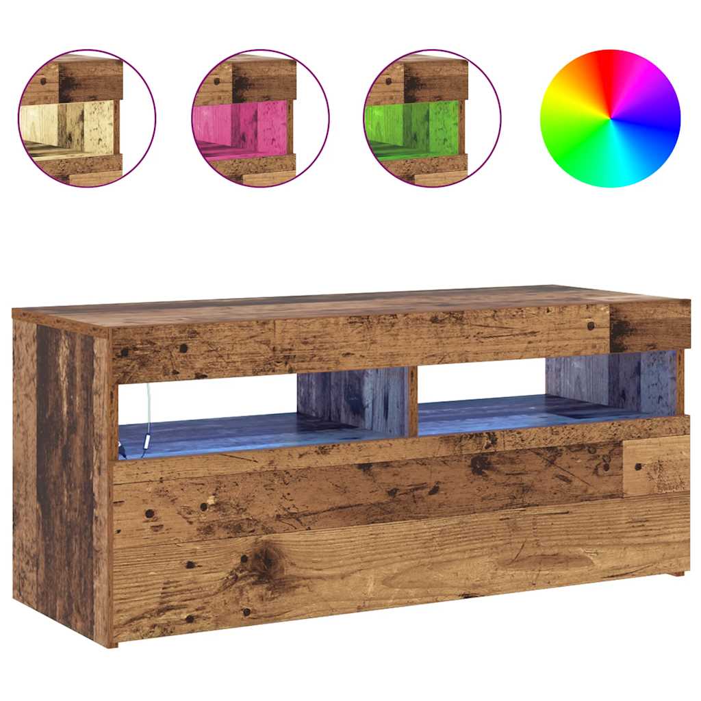 TV ormarić LED boja staro drvo 90x35x40 cm konstruirano drvo