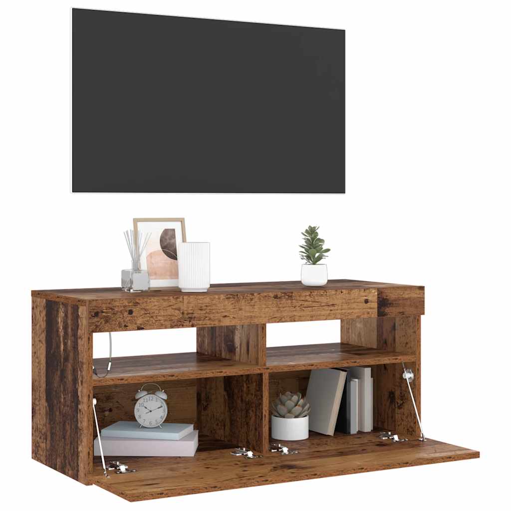 TV ormarić LED boja staro drvo 90x35x40 cm konstruirano drvo
