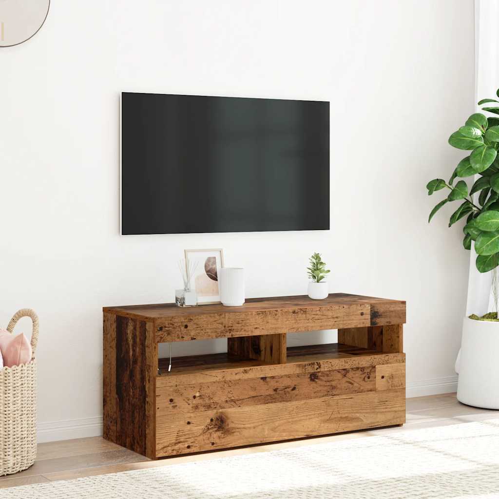 TV ormarić LED boja staro drvo 90x35x40 cm konstruirano drvo