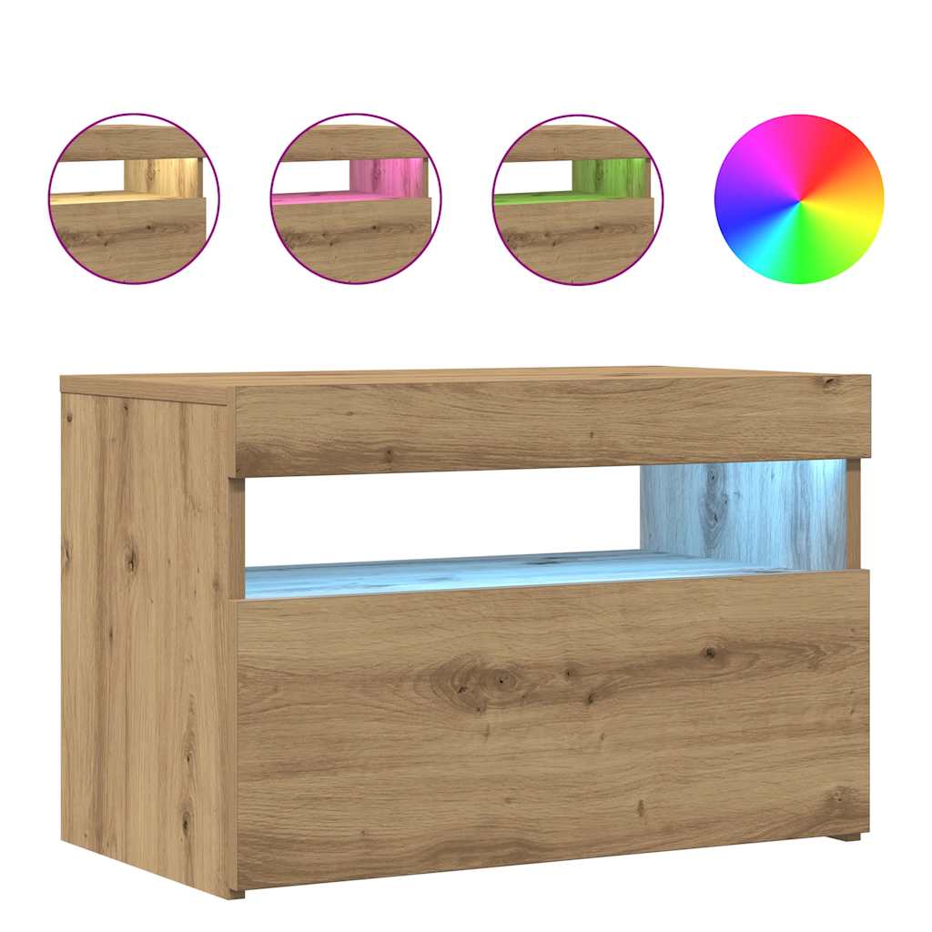 TV ormarić s LED svjetlima Artisan hrast 60x35x40 cm